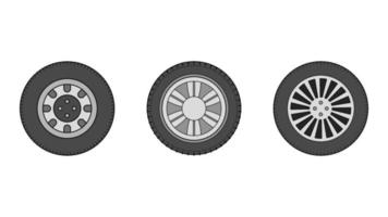 wheel object set vector illustration on white background, tire object vector
