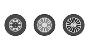 wheel object set vector illustration on white background, tire object vector