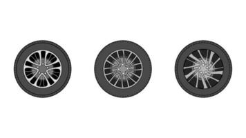 wheel object set vector illustration on white background, tire object vector