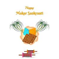 happy makar sankranti creative graphic banner vector illustration.