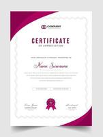 Abstract Clean professional red certificate of appreciation template. diploma modern certificate with badge. Elegant business diploma layout for training graduation or course completion. vector