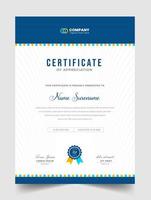 Abstract Clean professional certificate of appreciation template. diploma modern certificate with badge. Elegant business diploma layout for training graduation or course completion. vector