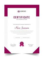 Abstract Clean professional red certificate of appreciation template. diploma modern certificate with badge. Elegant business diploma layout for training graduation or course completion. vector