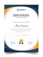 Abstract Clean professional certificate of appreciation template. diploma modern certificate with badge. Elegant business diploma layout for training graduation or course completion. vector