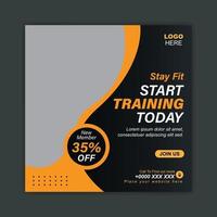 Gym, Fitness and Sports social media ad post template vector