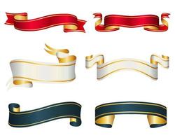 Collection of elegant ribbons of various shapes. Gradient luxury banner vector