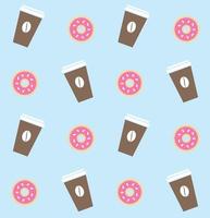 Seamless pattern of coffee and donuts vector