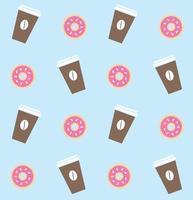 Seamless pattern of coffee and donuts vector