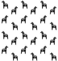 Vector seamless pattern of black dala horse