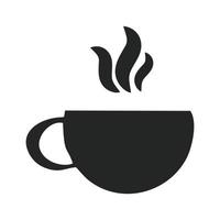 elemento del logotipo de la cafetería en la silueta de una taza de café caliente con humo ondulante. adecuado para ser utilizado como inspiración para un elemento de logotipo de cafetería o como marcador para una cafetería vector
