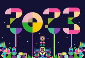 feliz año nuevo 2023 con estilo geométrico. adecuado para calendario, tarjeta de felicitación, fondo y plantilla vector