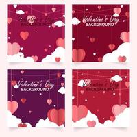 valentine day square template for social media post, promotion, greeting card, mobile apps, banner design and web ads background vector illustrations EPS10