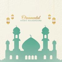 Islamic Ornamental Arabic Pattern Background With Mosque and Lanterns vector