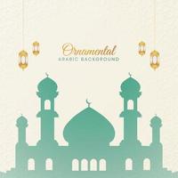 Islamic Ornamental Arabic Pattern Background With Mosque and Lanterns vector