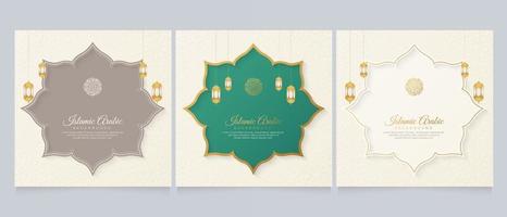 Islamic Arabic White Luxury Background with Geometric pattern and Ornament with Lantern vector