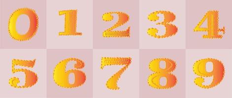 Set of ten numbers from zero to nine, number design elements with pink background. vector