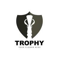 Championship Trophy Logo, Champion Award Winner Trophy Design, Vector Icon Template