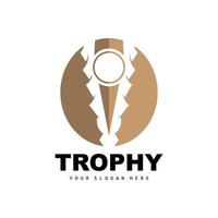 Championship Trophy Logo, Champion Award Winner Trophy Design, Vector Icon Template