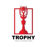 Championship Trophy Logo, Champion Award Winner Trophy Design, Vector Icon Template