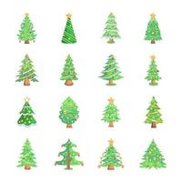 Collection of Xmas Trees Flat Illustrations vector