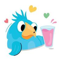 Trendy Bird Drink vector