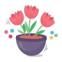 Trendy Tulips Pot vector