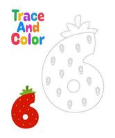 Number 6 tracing worksheet for kids vector