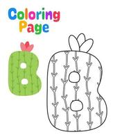 página para colorear con el alfabeto b para niños vector