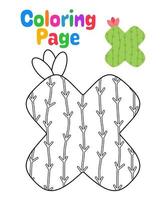 Coloring page with Alphabet X for kids vector