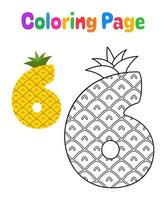 Coloring page with Number 6 for kids vector