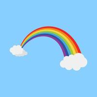 arco iris con nube en estilo plano aislado vector