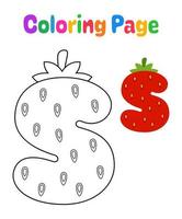 Coloring page with Alphabet S for kids vector