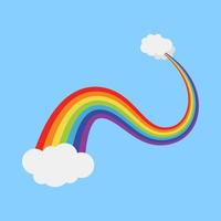 Rainbow with cloud in flat style isolated vector