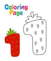 Coloring page with Number 1 for kids vector