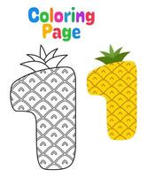 Coloring page with Number 1 for kids vector