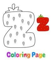 página para colorear con el alfabeto z para niños vector