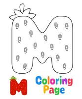 página para colorear con el alfabeto m para niños vector