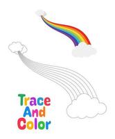 Rainbow tracing worksheet for kids vector