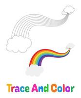 Rainbow tracing worksheet for kids vector