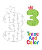 Number 3 tracing worksheet for kids vector