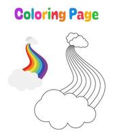 página para colorear con arco iris para niños vector