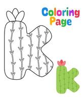 Coloring page with Alphabet K for kids vector