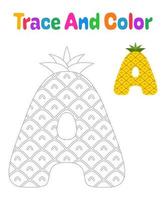 Alphabet A tracing worksheet for kids vector