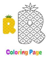 Coloring page with Alphabet R for kids vector