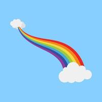 Rainbow with cloud in flat style isolated vector