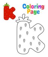 Coloring page with Alphabet K for kids vector