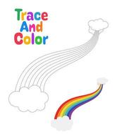 Rainbow tracing worksheet for kids vector