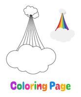 página para colorear con arco iris para niños vector