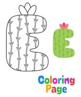 Coloring page with Alphabet E for kids vector