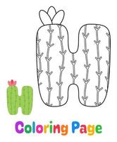 página para colorear con el alfabeto h para niños vector